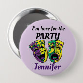 Mardi Gras Custom Name PARTY Button Mardigras (Voorkant /achterkant)
