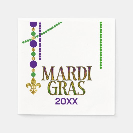 Mardi Gras customizable Paper Napkin Servet (Voorkant)