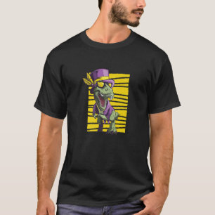 Mardi Gras Cute Funny Dinosaur T Rex in Pet Joker T-shirt