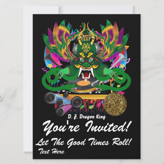 Mardi Gras D. J. Dragon King Uitzicht Hints alstub Kaart (Voorkant)