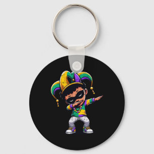 Mardi Gras Dabbing Boy Zwart Grappige Outfit Jeste Sleutelhanger