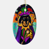 MARDI GRAS DACHSHUND KERAMISCH ORNAMENT (Rechts)