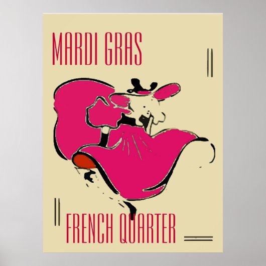 Mardi Gras Dancer, bewerk tekst Poster (Voorkant)