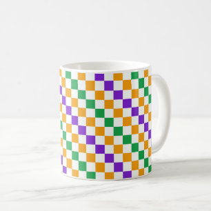 Mardi gras diagonaal dambord patroon koffiemok