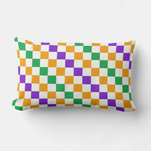 Mardi gras diagonaal dambordpatroon kussen