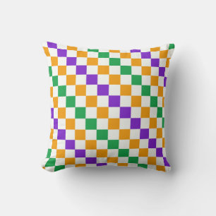 Mardi gras diagonaal schaakbordpatroon kussen