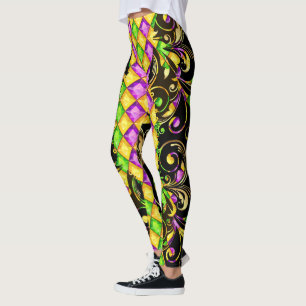 Mardi Gras Diamanten Pop Mode Kousen Leggings