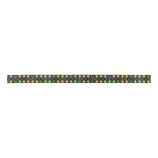 Mardi Gras Diamond Pattern met Fleur De Lis Lint (Voorkant)