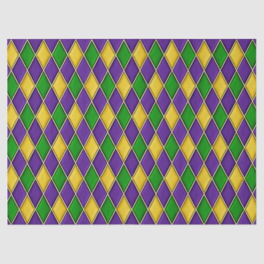 Mardi Gras Diamonds Harlequin Print Patroon Tissuepapier (Voorkant)