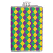 Mardi Gras Diamonds: Levendig feestelijk patroon Heupfles (Achterkant)