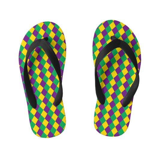 Mardi Gras Diamonds: Levendig feestelijk patroon Kinder Teenslippers (Voetbed)