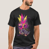 Mardi Gras Diva Feather Mask Pink Paars T-shirt (Voorkant)