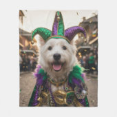 Mardi Gras Dog Jester Costume Fleece Deken (Voorkant)