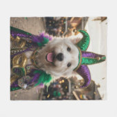 Mardi Gras Dog Jester Costume Fleece Deken (Voorkant (Horizontaal))