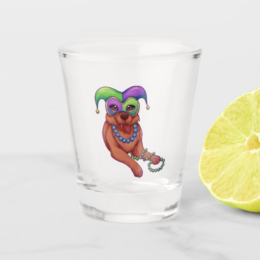 Mardi Gras Dog Shot Glas (Voorkant)