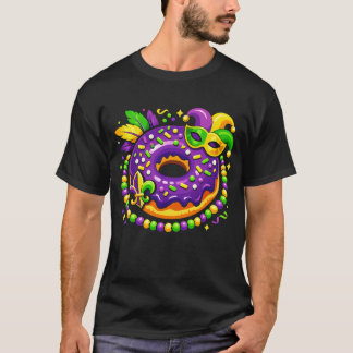 Mardi Gras Donut Lover Mask Beads Pastry Kid Women T-shirt