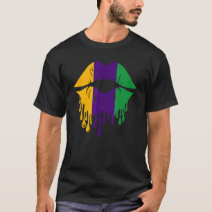 Mardi Gras Dripping Lip New Orleans Party Costuum T-shirt