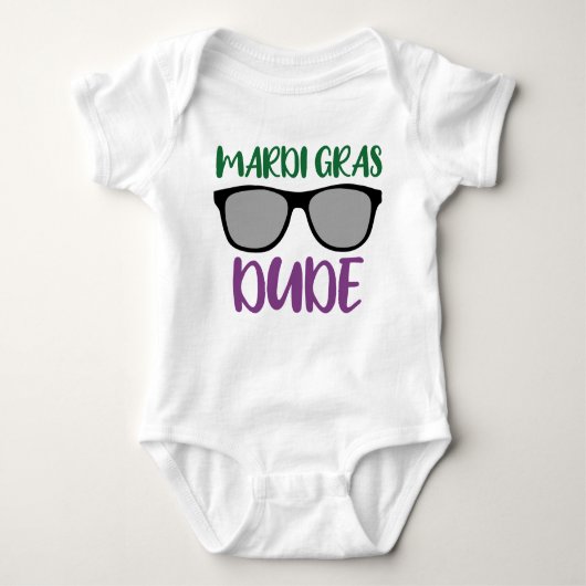 Mardi Gras Dude // Leuke Schattigee Mardi Gras Car Romper (Voorkant)
