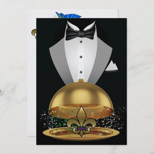 Mardi Gras Elegant Uitnodiging - SRF (Voorkant / Achterkant)