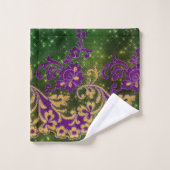 Mardi Gras Embroidery Floral Designer Bad Handdoek (Wasdoekje)