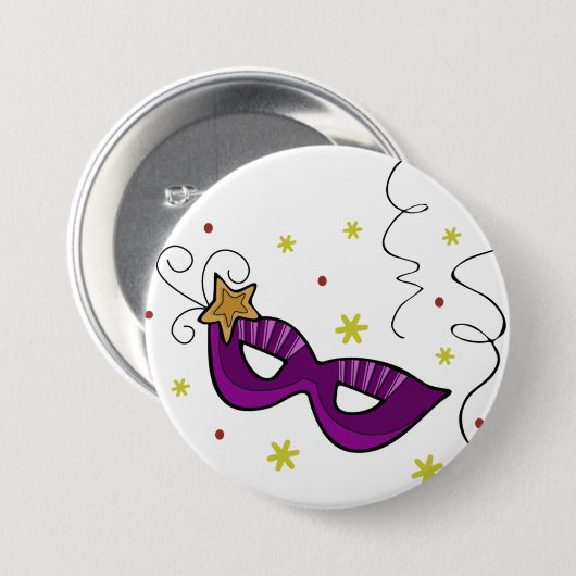 Mardi Gras Eye Mask Button (Voorkant /achterkant)