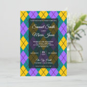 Mardi Gras Faire-part de mariage de Jacquard jaune (Debout devant)