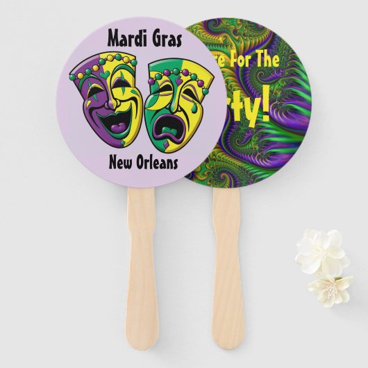 Mardi Gras Fan New Orleans Mardigras Party Handwaaier (Voorkant en achterkant)