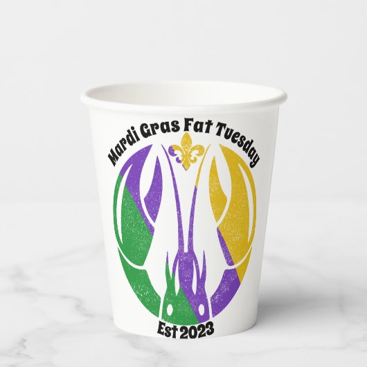 Mardi Gras Fat Dinsdag Paarse goudkreeft Papieren Bekers (Achterkant)