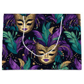 Mardi Gras Feathers And Mask Groot Cadeauzakje (Voorkant)