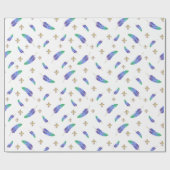 Mardi Gras Feathers en Fleur de Lis Pattern Cadeaupapier (Vlak)