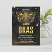 Mardi Gras-feest uitnodiging (Staand voorkant)