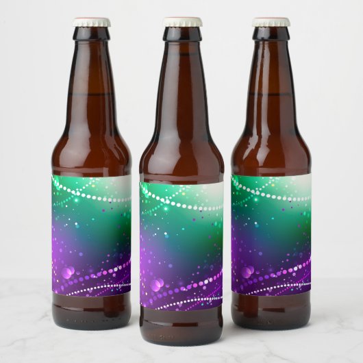 Mardi Gras Feestelijke Paarse Achtergrond Bier Etiket (Flessen)