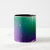 Mardi Gras Feestelijke Paarse Achtergrond Tweekleurige Koffiemok (Center)