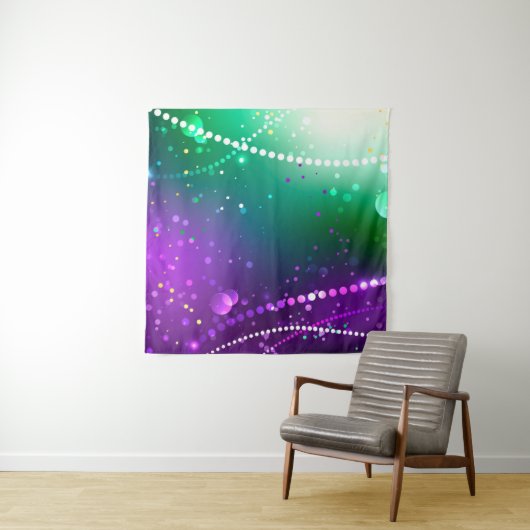 Mardi Gras Feestelijke Paarse Achtergrond Wandkleed (In Situ (horizontaal))