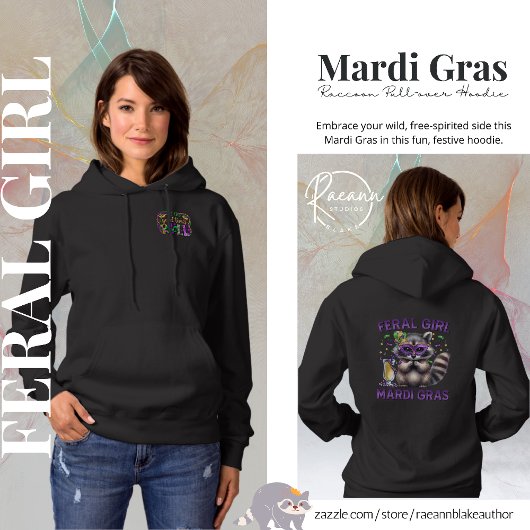 Mardi Gras Feral Girl Raccoon Sweat - shirt à capu