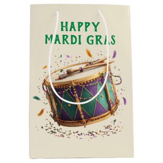 Mardi Gras Festive Drum Medium Cadeauzakje (Voorkant)