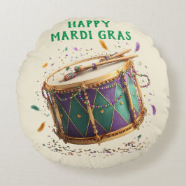 Mardi Gras Festive Drum Rond Kussen