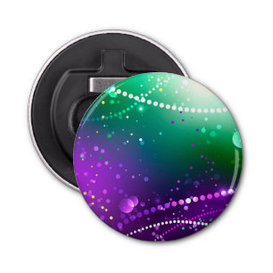 Mardi Gras Festive Paarse Achtergrond Button Flesopener