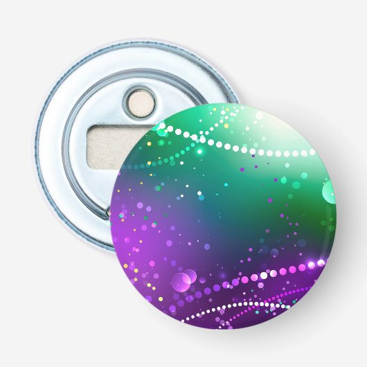 Mardi Gras Festive Paarse Achtergrond Button Flesopener (Voorkant)