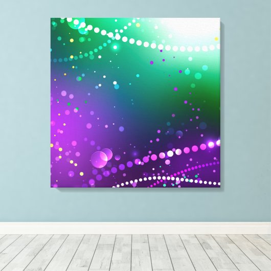 Mardi Gras Festive Paarse Achtergrond Canvas Afdruk (Insitu (Houten vloer))