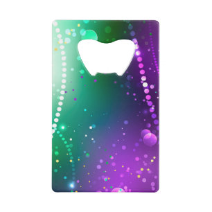 Mardi Gras Festive Paarse Achtergrond Kredietkaart Flessenopener