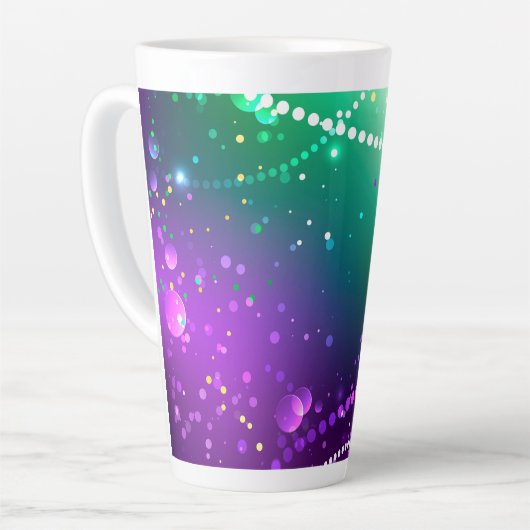 Mardi Gras Festive Paarse Achtergrond Latte Mok (Linkerhoek)