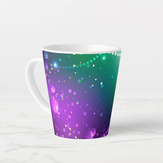 Mardi Gras Festive Paarse Achtergrond Latte Mok (Linkerhoek)