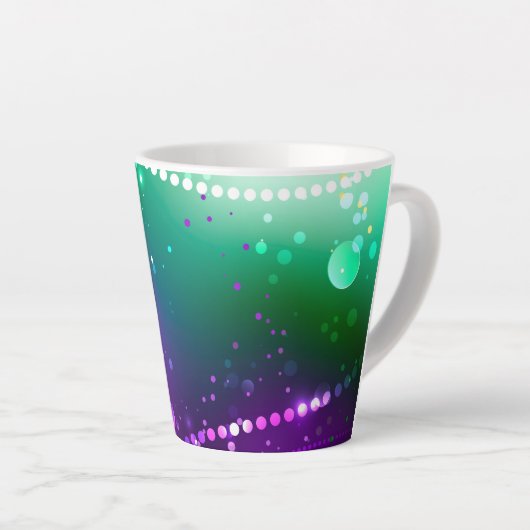 Mardi Gras Festive Paarse Achtergrond Latte Mok (Rechterhoek)