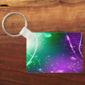 Mardi Gras Festive Paarse Achtergrond Sleutelhanger (Achterkant)
