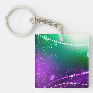 Mardi Gras Festive Paarse Achtergrond Sleutelhanger