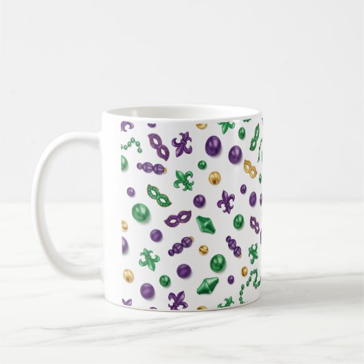 Mardi Gras Festive Pattern Mug Koffiemok (Links)