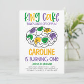 Mardi Gras First Birthday Invitation Kaart (Staand voorkant)