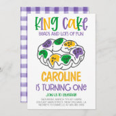 Mardi Gras First Birthday Invitation Kaart (Voorkant / Achterkant)