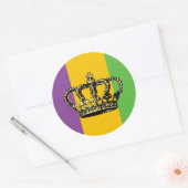 Mardi Gras Flag Crown Ronde Sticker (Envelop)